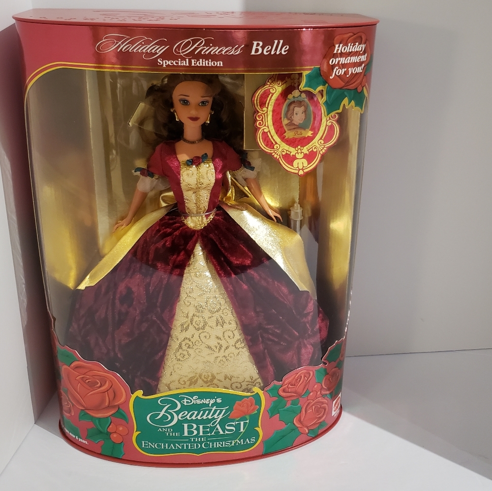 Disney's Beauty and the Beast Holiday Princess Belle doll Enchanted Chri…